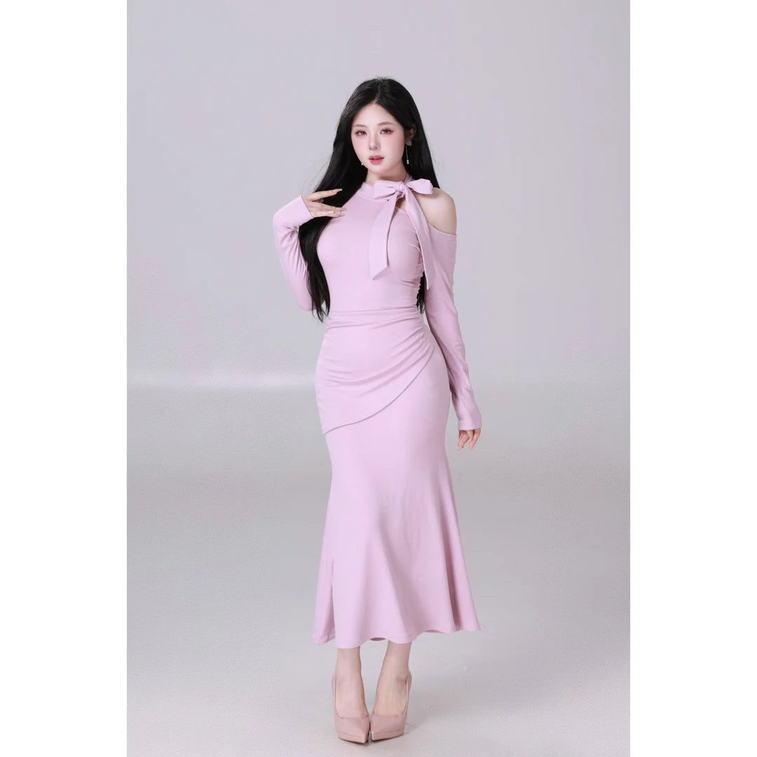 Temperament Design Long Sleeve High Waist Tight Package Hip Dresses