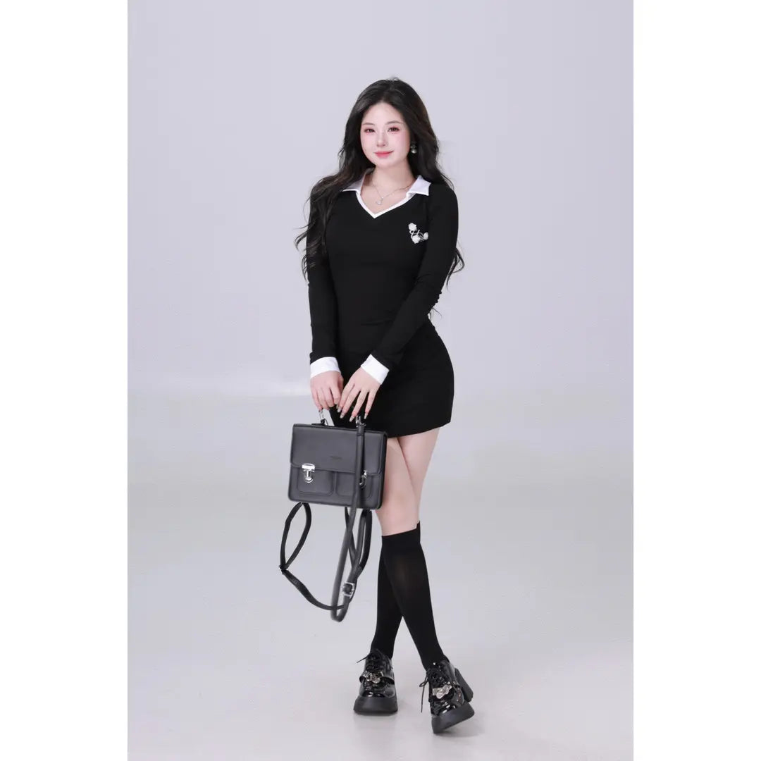 Pure Desire Long Sleeve Short Slim Design Dresses