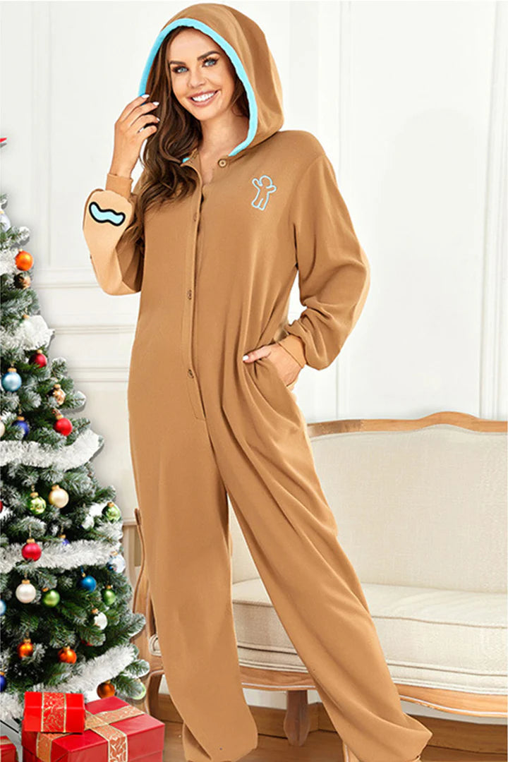 Christmas Funny Gingerman Hoodie Jumpsuit